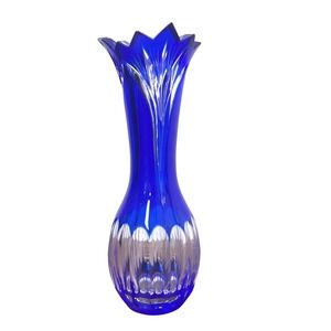 Caesar Crystal Bohemiae very‎ rare Czech Republic 24% Pbo Cobalt blue 10"  Vase
